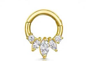 Quality Marquise Cut 14K Gold Clicker Piercing Four Claw Setting Type For Septum Daith Nose wholesale