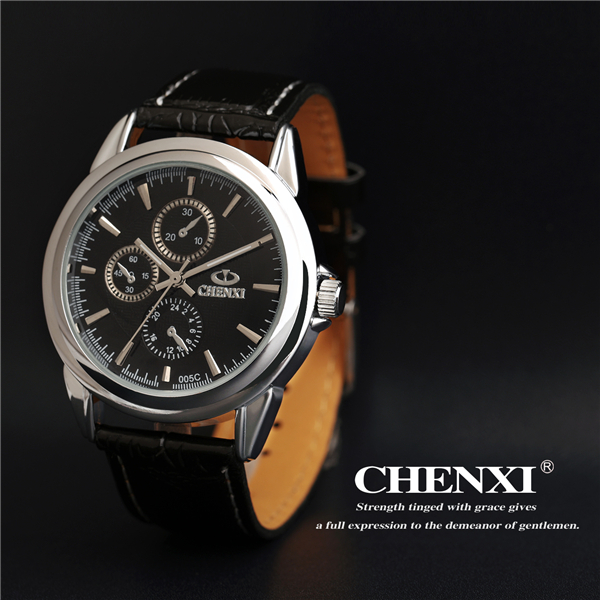 MOQ 10pcs Mixed Order Free Packing Black White Classic Men Watches Genuine Leather Watches
