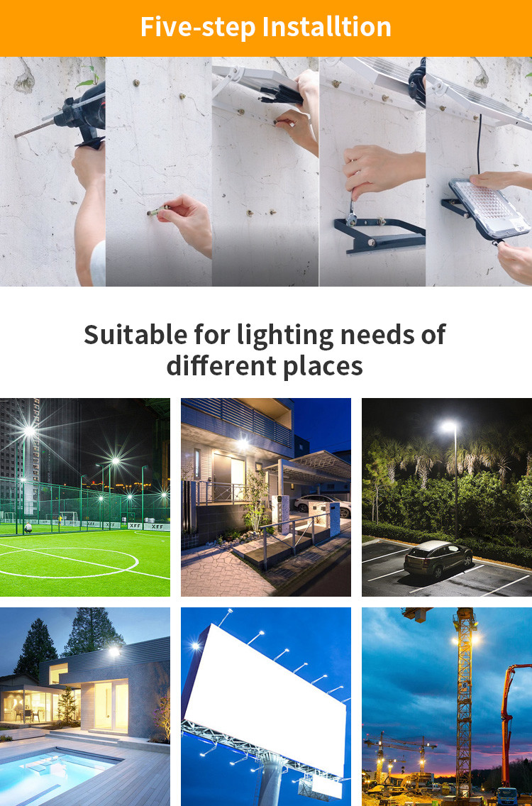 100w 150w 200w LED Solar Powered Flood Lights Warehouse Ground Mounted Remote Controlled