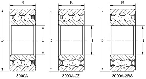 KOYO Double row angular contact bearing 3007-2RS