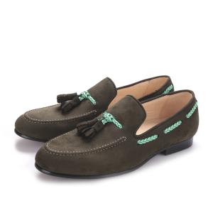 Quality Party / Prom Mens Velvet Loafers Size Customized Handmade Mens Brown Tassel Loafers wholesale