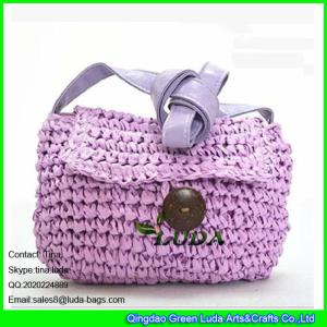 Quality LUDA purple lady's small crossbody straw bag paper string woven beach bag wholesale