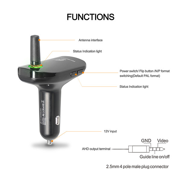 FHSS Mirror Rearview Digital Dash Cam 1080P HD Reverse Camera