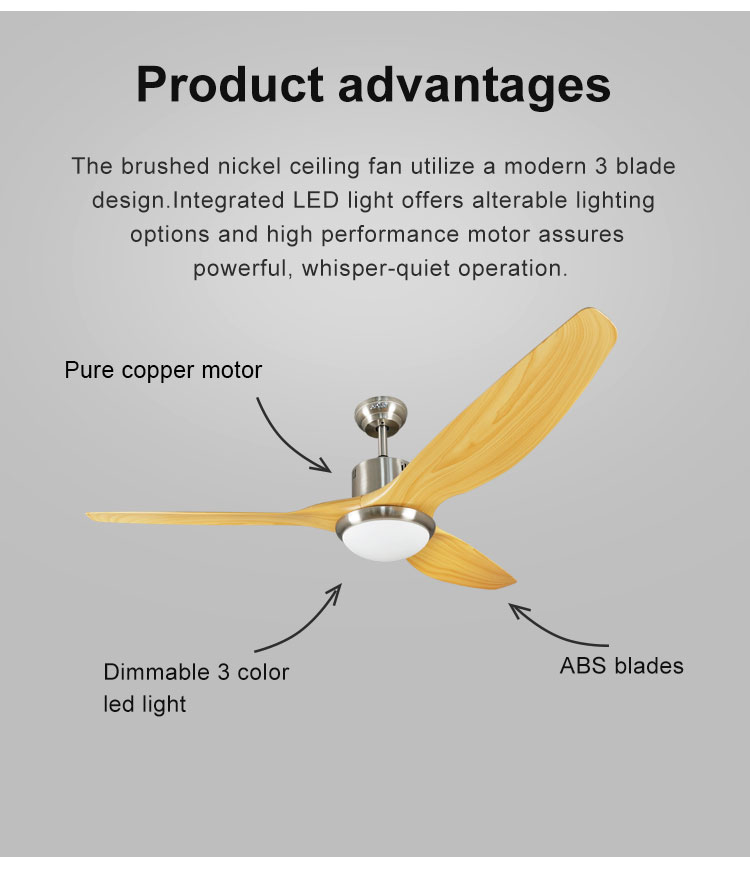 Modern Design 1stshine Ceiling Fan with ABS Plastic Blades and Remote Control Light