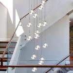 LED square pendant lights hotel villa large spiral staircase chrome Diamond