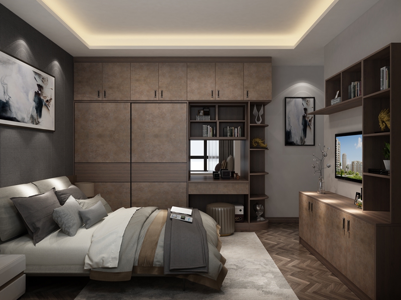YALIG Customized Italian Open Automatic Sliding Door Walk in Closet Wardrobe for Bedroom