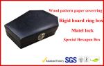 Wood Grain Jewellery Showing Gift Packaging Boxes , Black Rigid Paper Rings