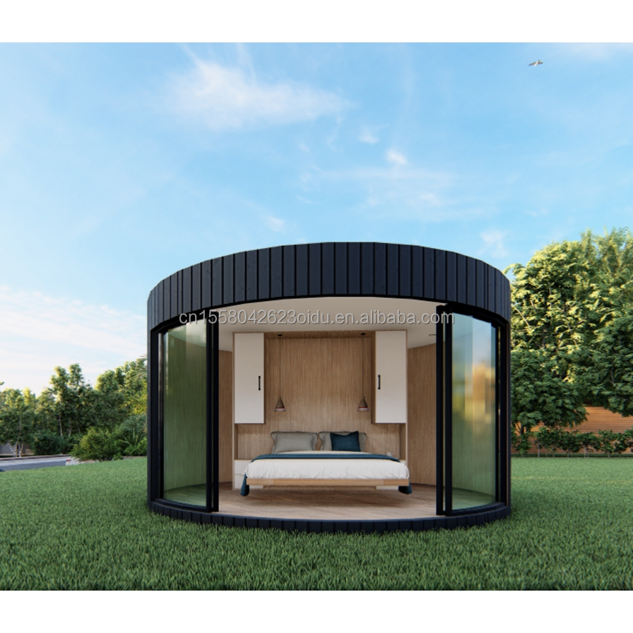 Foldable Container Luxury Glamping Pod Cabin Prefab Wooden Houses Flat Pack Circle Home round Wood Structure 20ft/40ft