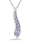 Quality 1/3 ct. t.w. Amethyst 7-Stone Journey Pendant Necklace in Sterling Silver wholesale