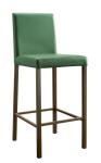 Modern Indoor Kitchen Barstool Chair Straight Back In Black Leather