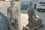 Modern Brushed Stainless Steel 316 Kneeling Man Statue