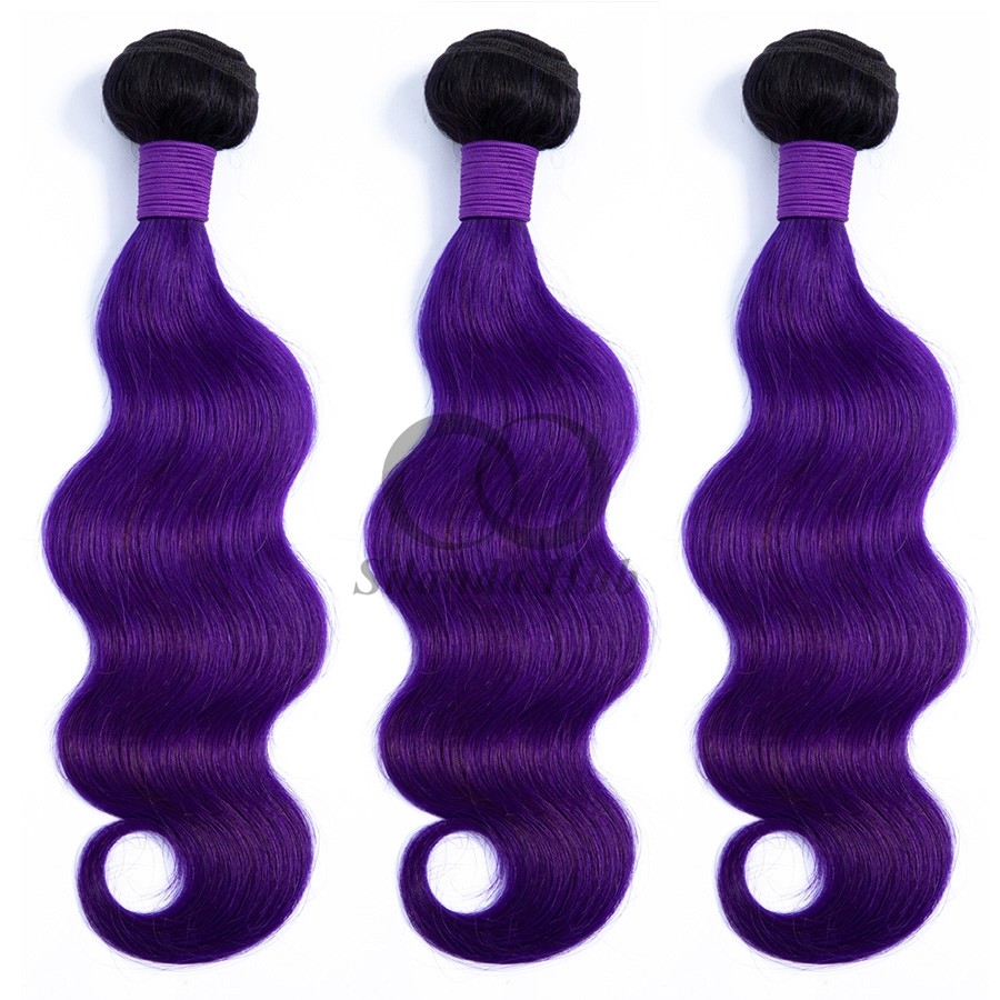#T1B/Purple Body Wave Remy Human Hair Bundles Sew In Weave Bundles Brazilian Bundle Deals