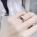 Three Diamond Ring Stamped 925 Sterling Silver Rose Gold Engagement Band Jewelry