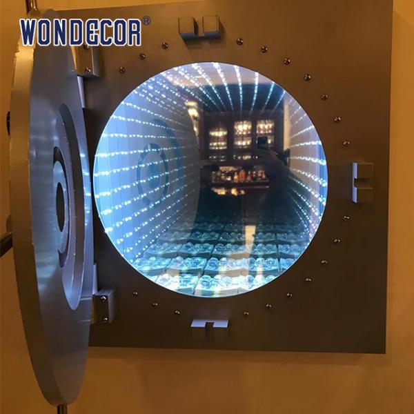 Mirror Stainless Steel Wall Sculpture Customized Led Lighting Square Geometric