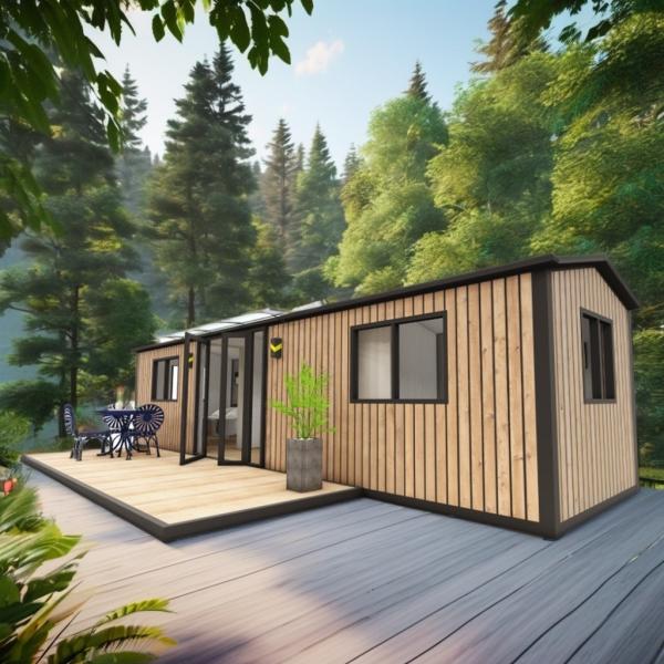 Customized Color Wooden Homes for Family Made of Steel Sandwich Panel and