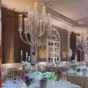 Quality 13 Arms Tall Glass Crystal Candle Holder Candlestick Wedding Table Decorations 160cmx68cm wholesale