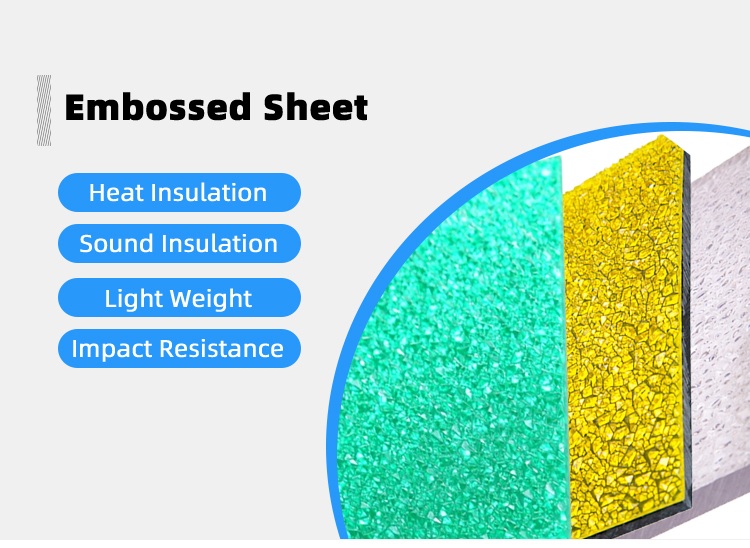 100% Bayer UV Embossed Solid Polycarbonate Sheet Outdoor Crystal Polycarbonate Sheet