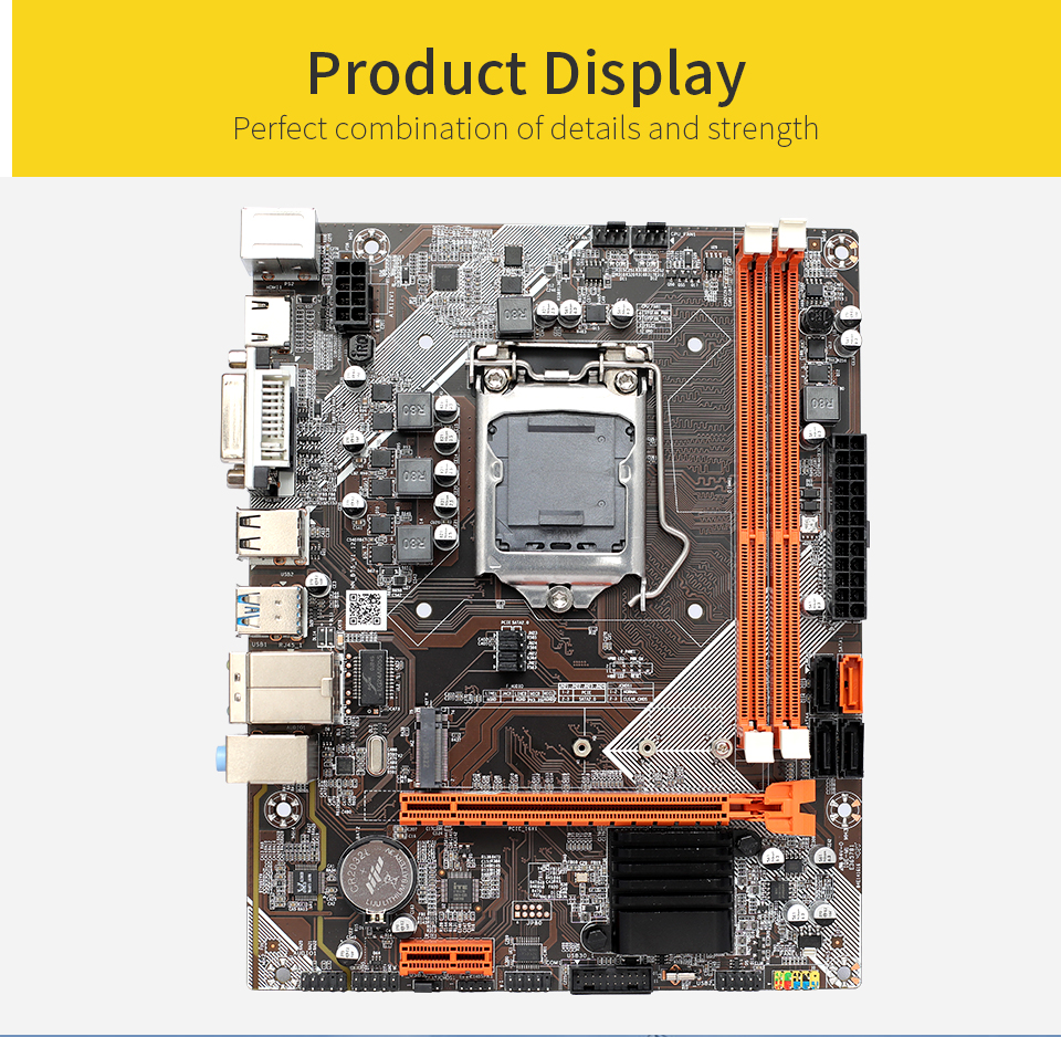 DDR3 X 2 Computer PC Motherboard B75 LGA 1155 Socket H61 210m X 168mm