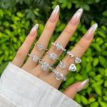 Wedding Bridal S925 CZ Sterling Silver Cubic Zirconia Rings Women Jewelry