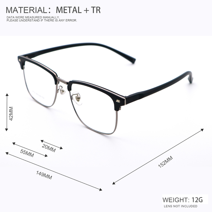 Various Translucent Colors Unisex Metal Frame For Customers 3712