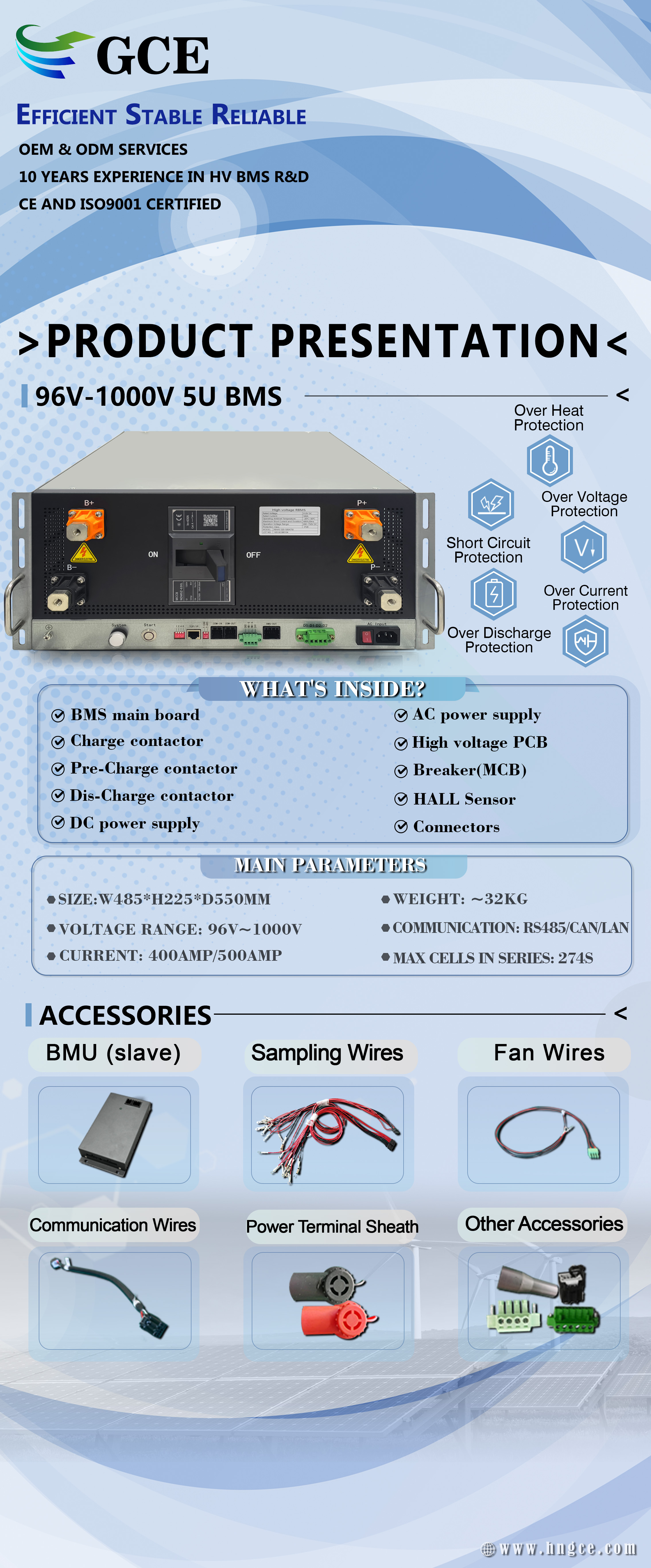 High Voltage BMS 240S768V 500A BMS Lifepo4 BMS For Large Scale BESS C&I ESS LTO Battery Energy Storage Systems LFP Syste