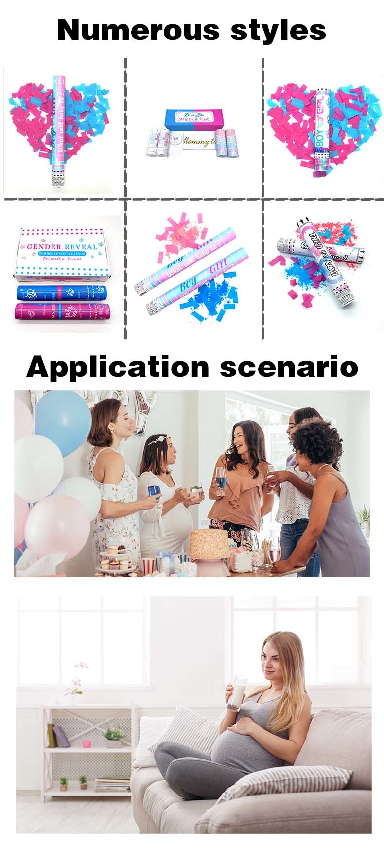 24" Blue Pink Gender Reveal Powder Cannon Baby Shower Compressed Air Smoke Cannon
