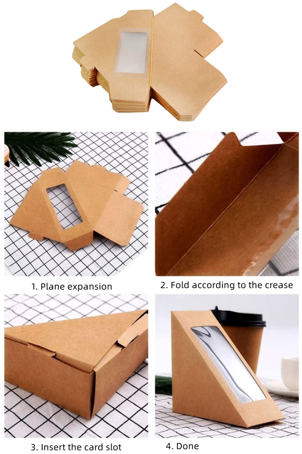 Recycled Materials Custom Printed Sandwich Packaging Box with PVC Clear Window Takeaway