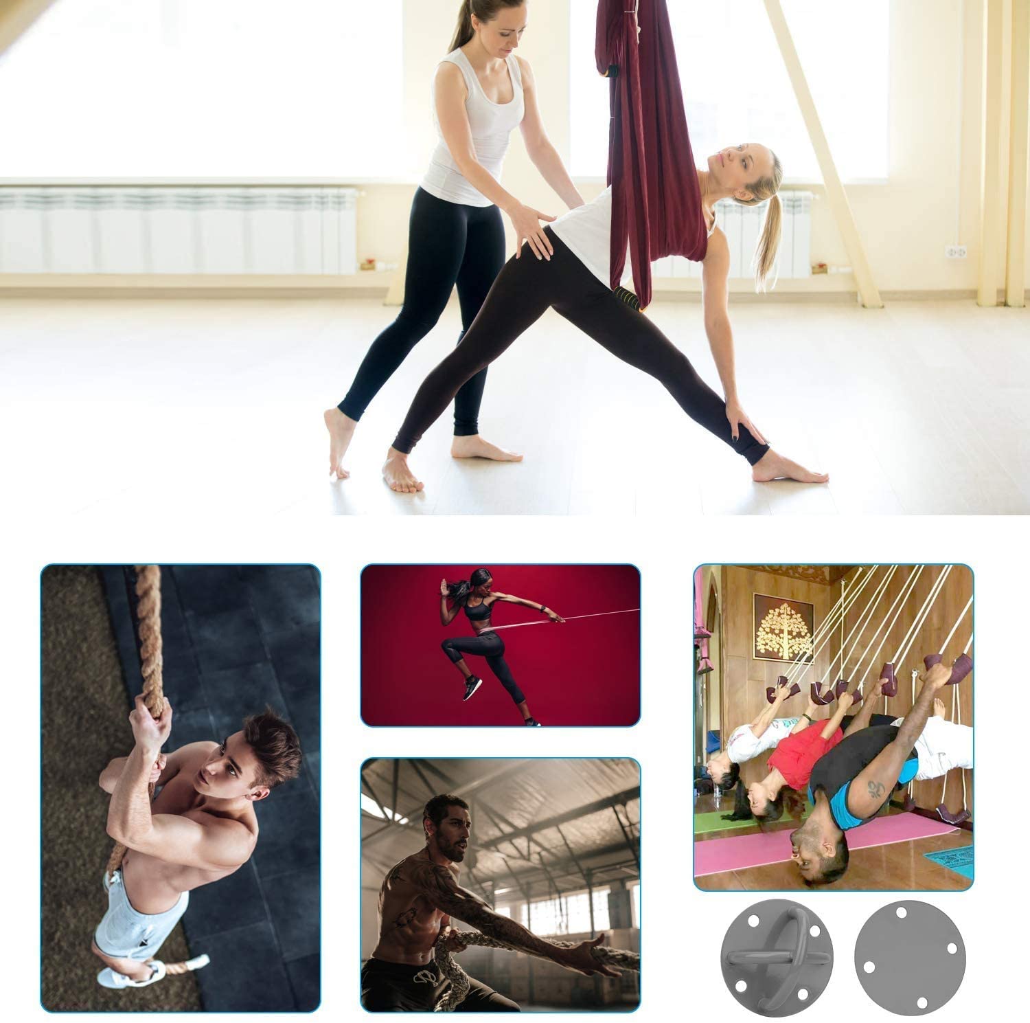 Standard Wall Ceiling Mount Bracket for Gym Home Suspension Straps rings Fitness Training Yoga Swing Battle Ropes