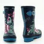Floral Printed Waterproof Rubber Ankle Boots , Non Slip Size 9 Women'S Rain