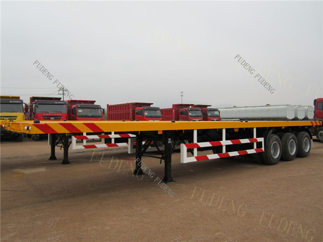 40ft container carry flatbed truck trailer Air suspension super single tire for Tanzania