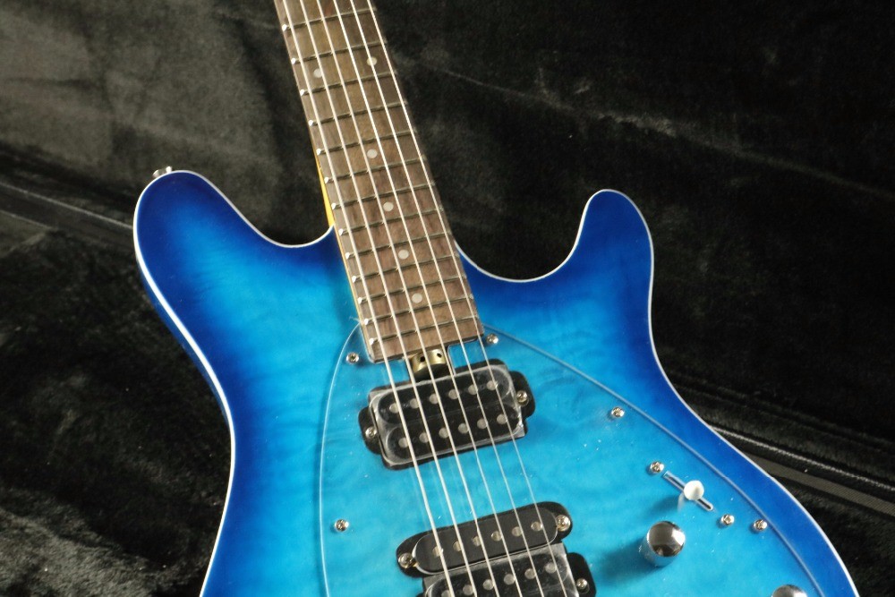 Mahogany body HsH pickups Quilted Maple Top single Binding Music Man olp Electric guitar Guitarra transparent pickguard