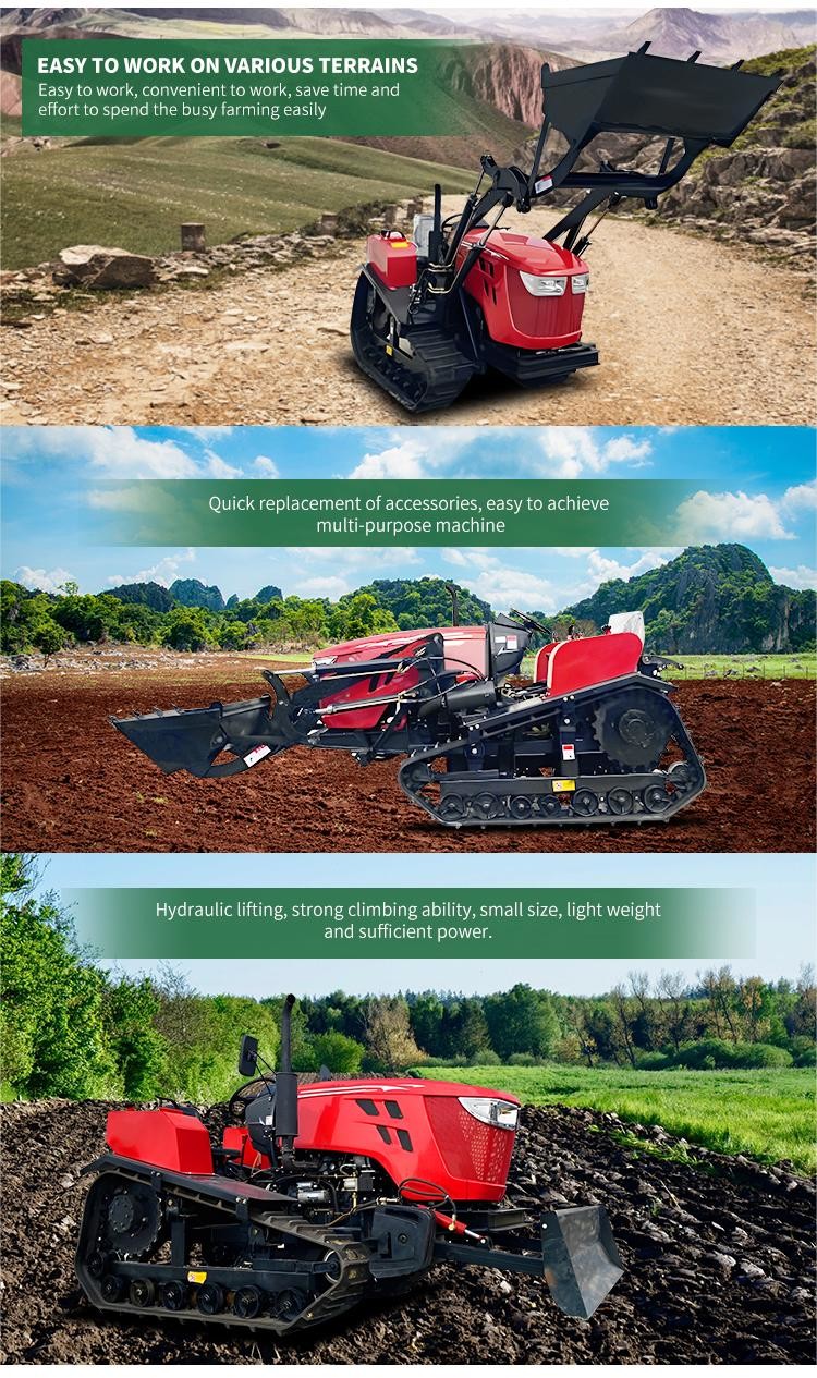 Multifunctional 50 Hp Mini Tractor , Small Tracked Tractor With Front End Loader