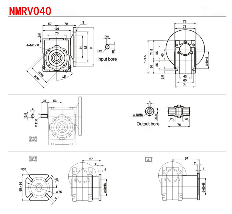 316 Stainless Steel Worm Gear Reducers Nmrv040 For Industrial Machinery Using