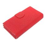 Authentic Real Stingray Skin Women's Long Red Wallet Lady Card Holders Genuine