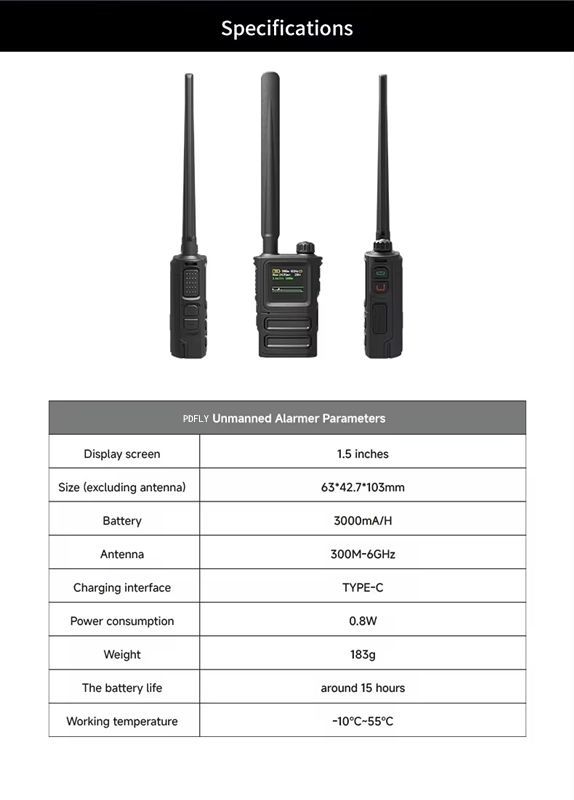 Portable Handheld 300MHz-6GHz Drone Detection Security Alarm System Drone Detector