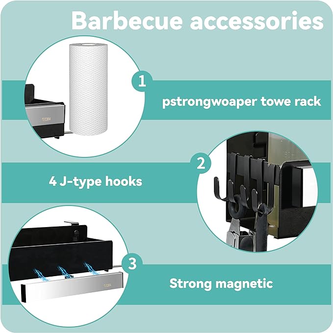 Streamline Your Grilling Setup with Magnetic Grill Accessories and Paper Towel Holder