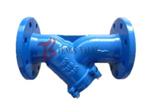 Quality GGG40 Ductile Iron DI Flanged Y Pattern Strainer Pn16 SS304 Screen Blue Epoxy Coating wholesale