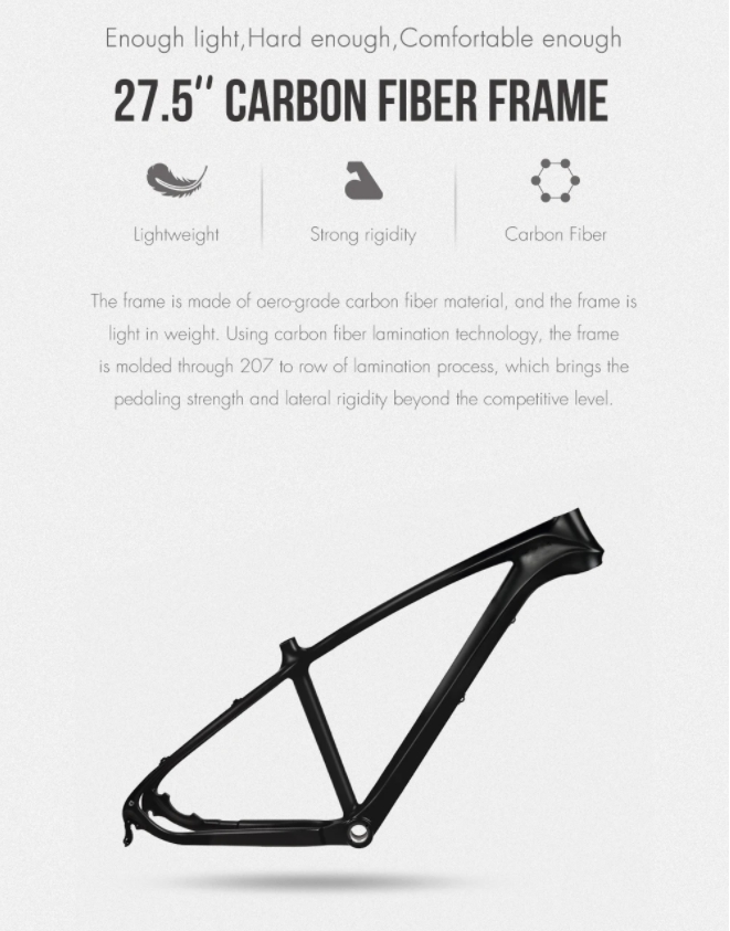 30 - 50Nm Torque Carbon Fibre Electric Mountain Bike With 250W Rear Hub Motor 27 Speed