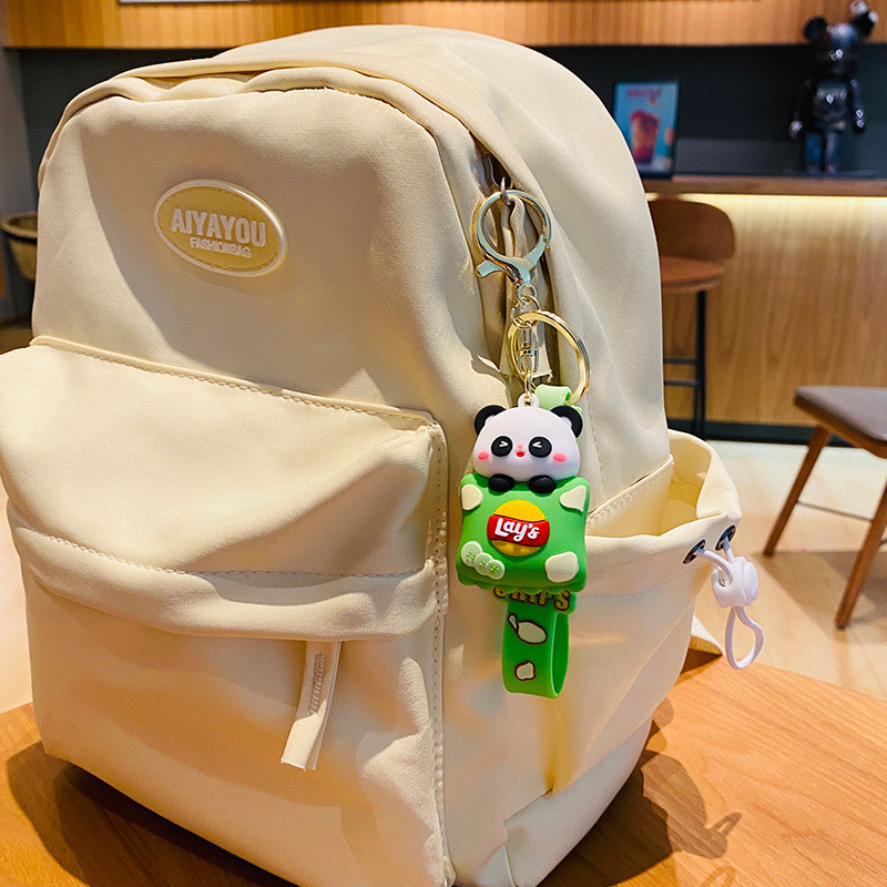 Panda Custom Keychain Charms For Girls Kids , Rubber Animal Purse Backpack Charm Pendant