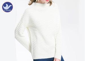 Quality Valley Ripple Knitting Ladies Wool Crew Neck Jumpers , Long Sleeve Wool Sweater wholesale