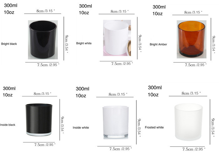 Customized Logo 10oz Luxury Transparent Black Transparent White Empty Glass Candle Containers Candle Jars With Lids