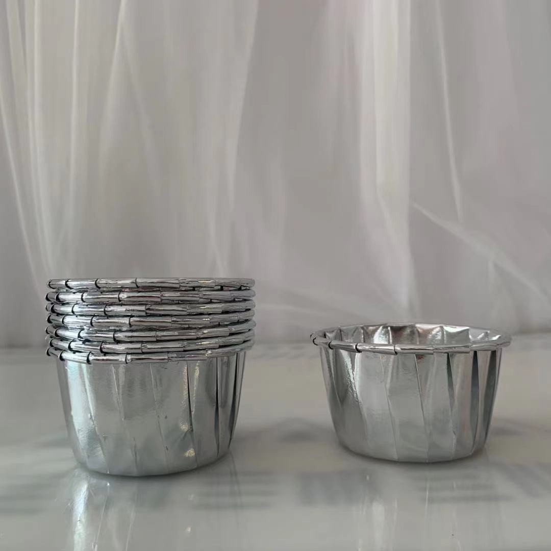 Silver Aluminum Metallic Foil Cupcake Paper Cups For Wedding
