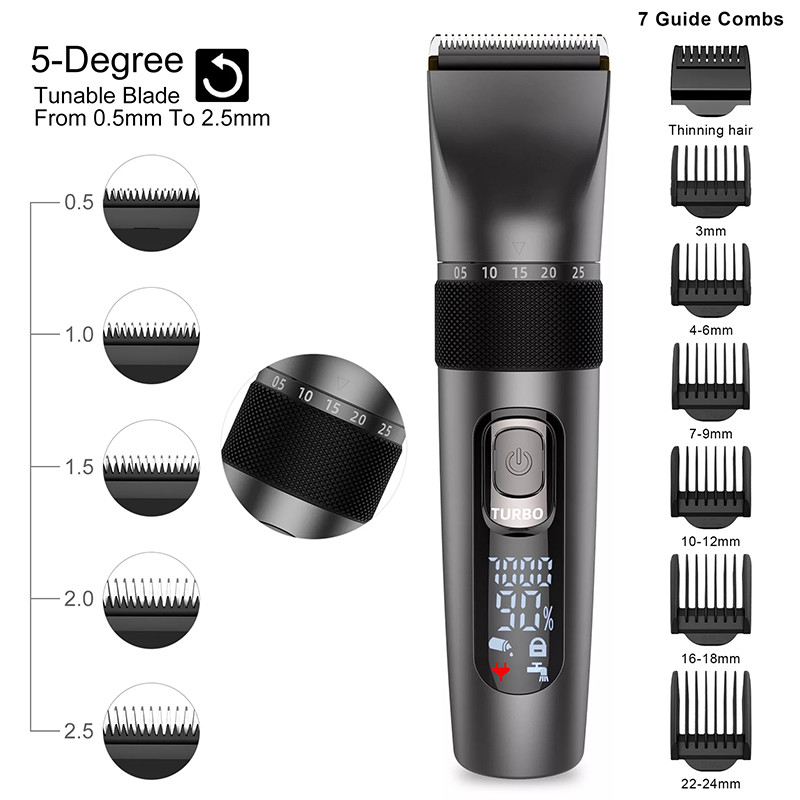 LCD Display 8W Electric Hair Trimmer , 600MAH Men Professional Hair Clippers