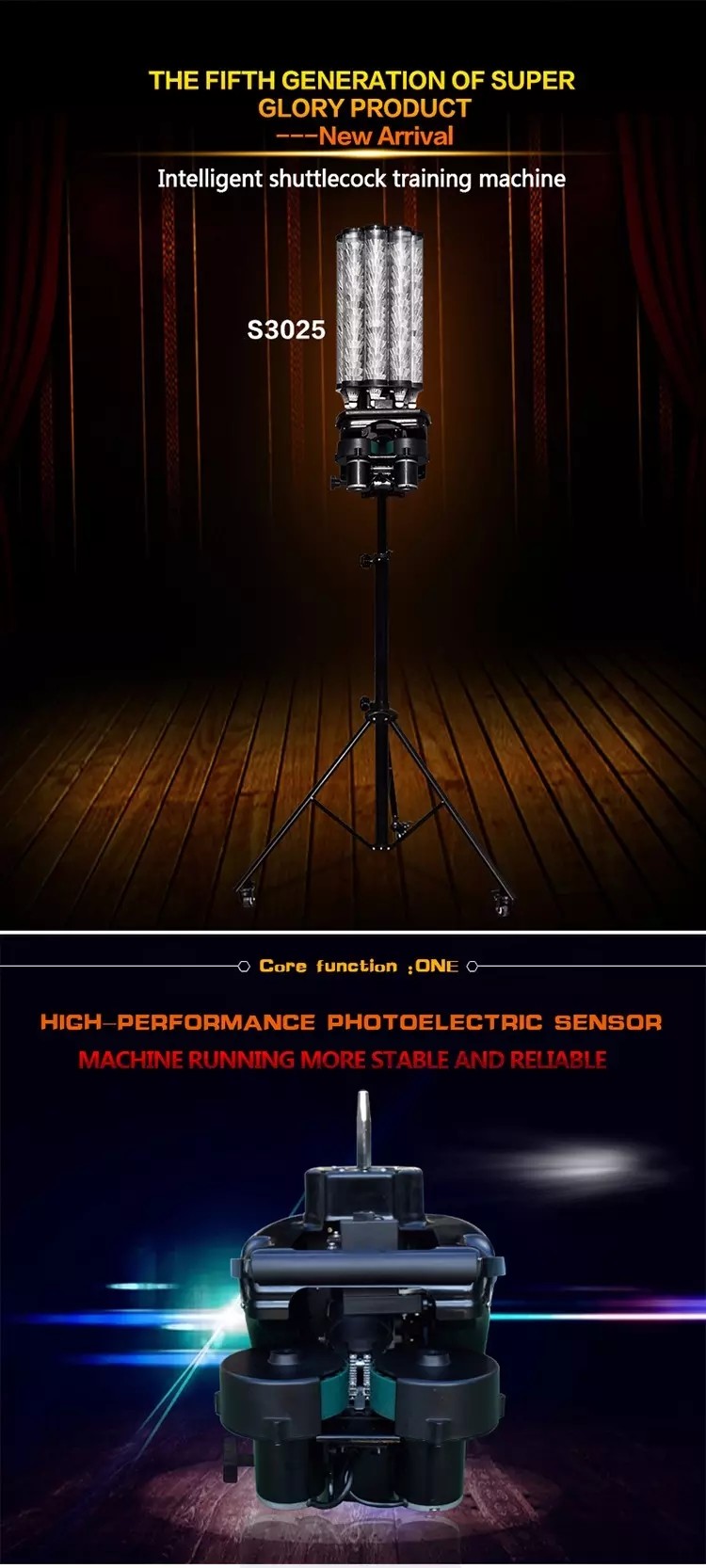 S3025 Smart Versatile Portable Badminton Shooting Machine With Remote Control For Sports Club And Training Camp