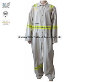 Quality White Cotton Fr Reflective Coveralls / Protective Fire Retardant Jumpsuit wholesale