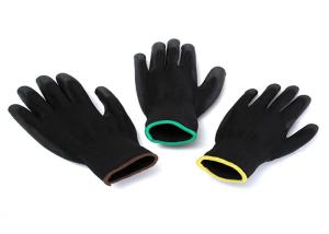 Quality Lightweight Black Nylon Pu Safety Work Gloves Stretchable Liner OEM / ODM wholesale