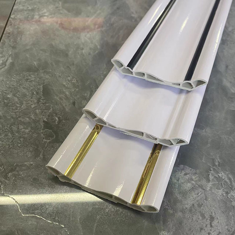Embossed Wear Resistant Layer SPC Decorative Lines Square Edge Skirting Board