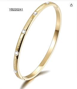 Quality Engagement Gold Rhinestone Bracelet LOVE Engraved Bangles For Women wholesale