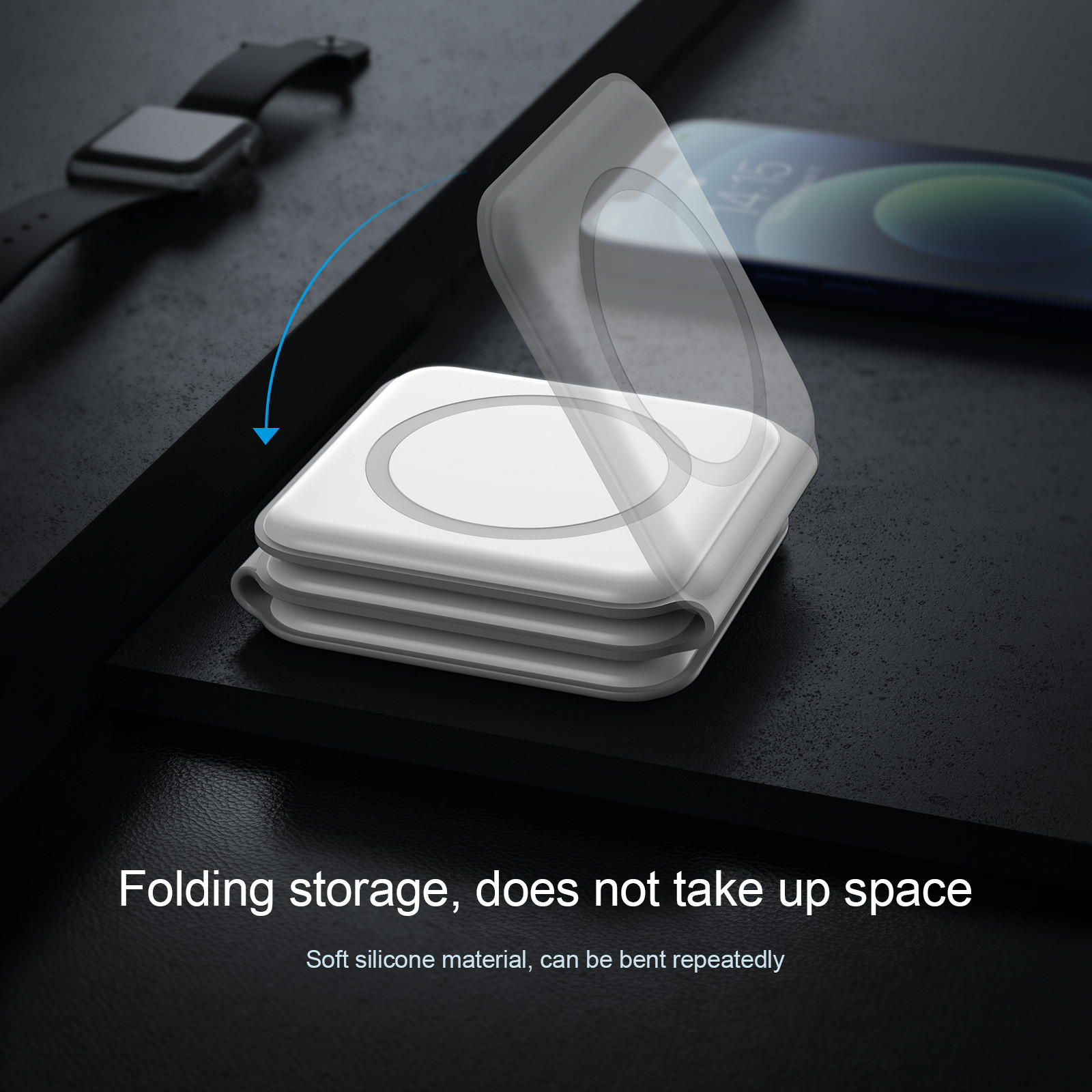 15W Fast Charging Portable Wireless Charger For Watches QC3.0 Charging Black/White