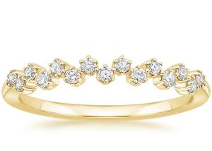 Quality Round 14k Yellow Gold Wedding Band , 1.8mm-2.5mm Natural Diamond Ring wholesale